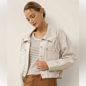NWT Lintico 100% Linen Drawstring Convertible Lapel
Jacket LAYNE